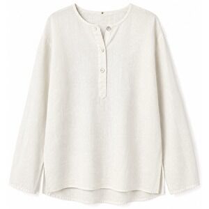 Peter Cohen Tunic Top L Ivory 100% Linen Minimalist Coastal Chic Quiet Luxury